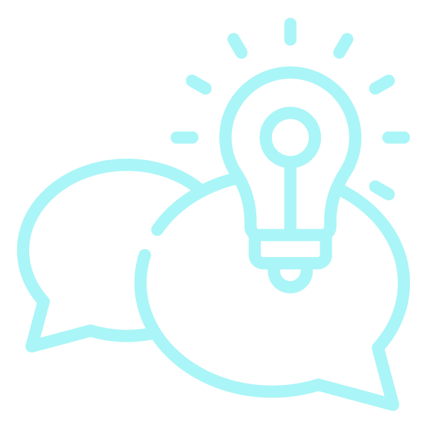 chat bubble with lightbulb icon